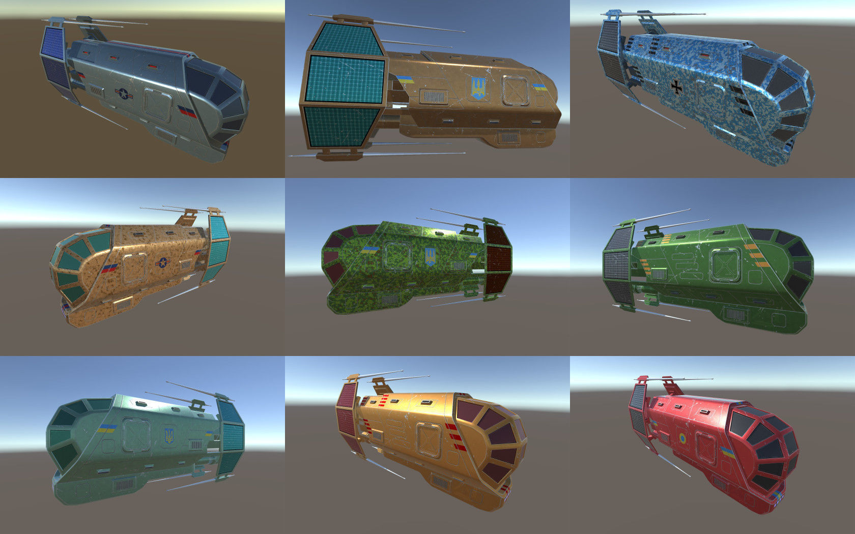 Spaceship Patriot Type 2 Merged Pack Low-poly 3D model_3