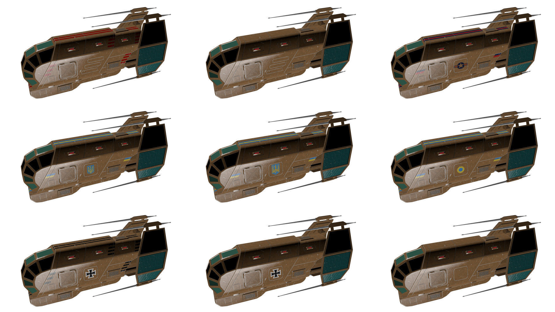 Spaceship Patriot Type 2 Merged Pack Low-poly 3D model_7