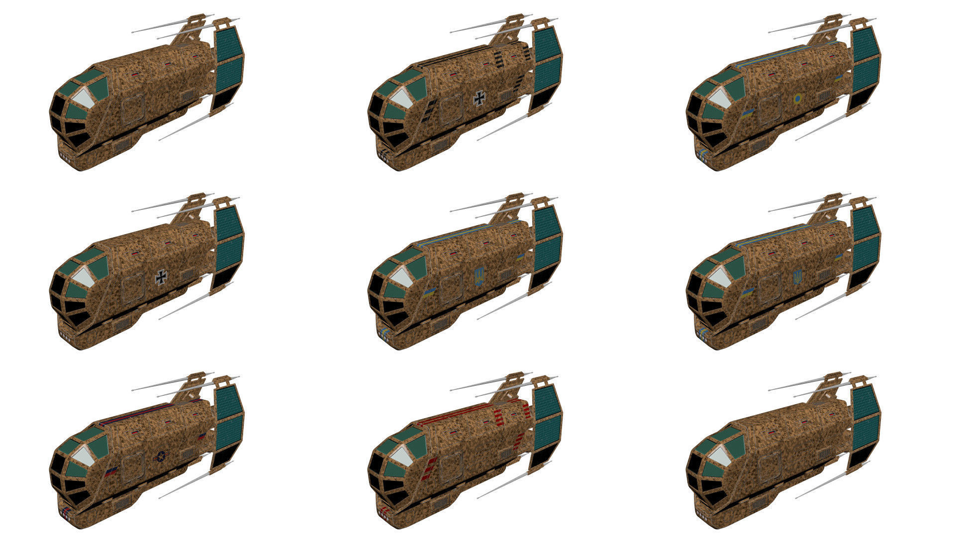 Spaceship Patriot Type 2 Merged Pack Low-poly 3D model_11