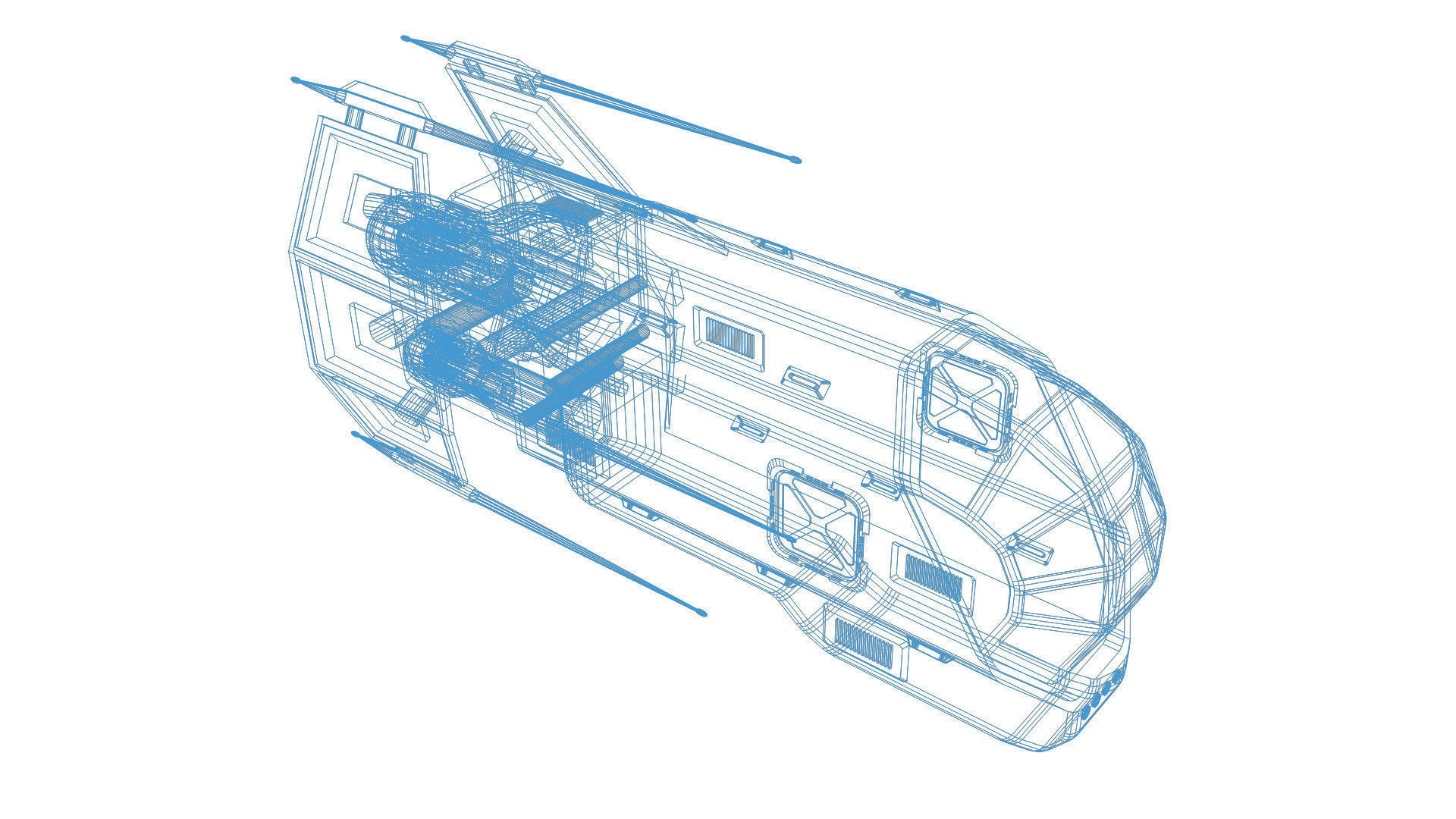 Spaceship Patriot Type 2 Merged Pack Low-poly 3D model_5