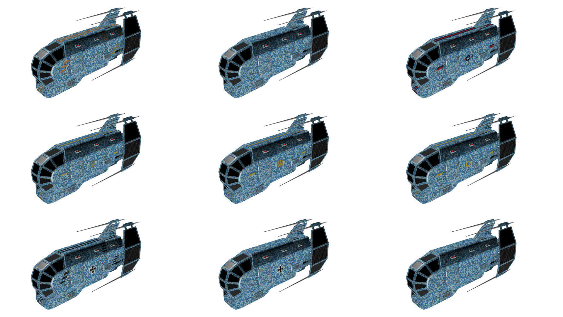 Spaceship Patriot Type 2 Merged Pack Low-poly 3D model_8