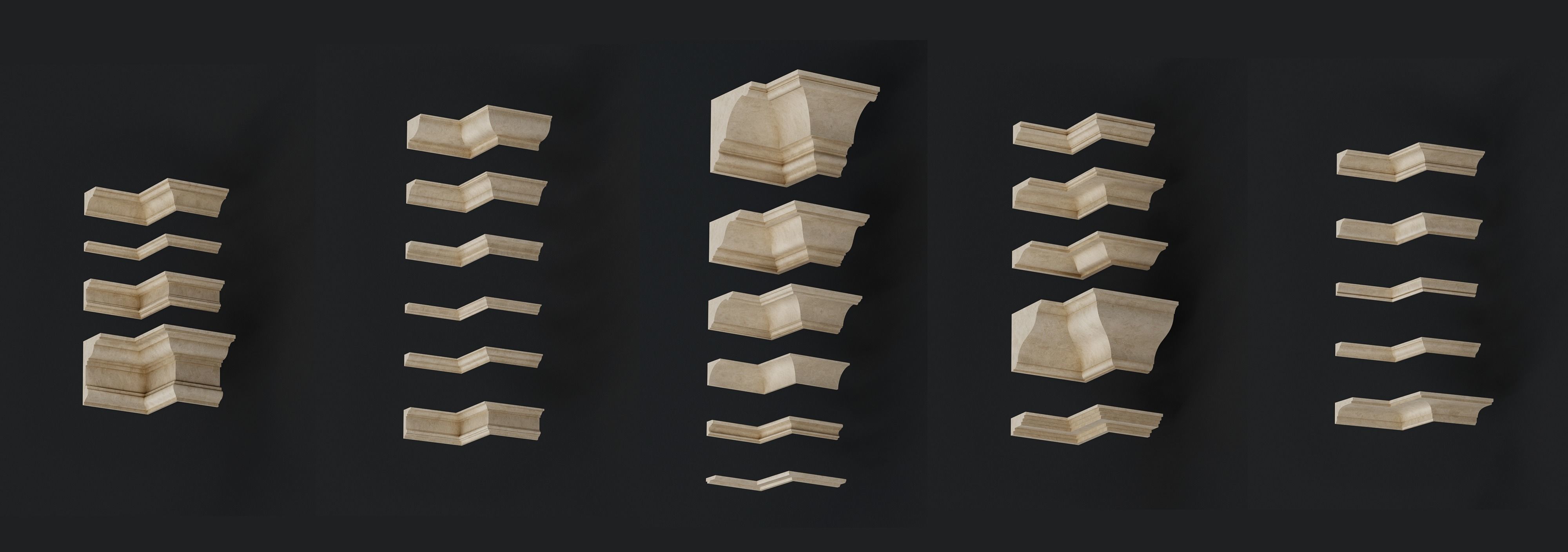 Set of Cornice Profiles 3D model_2