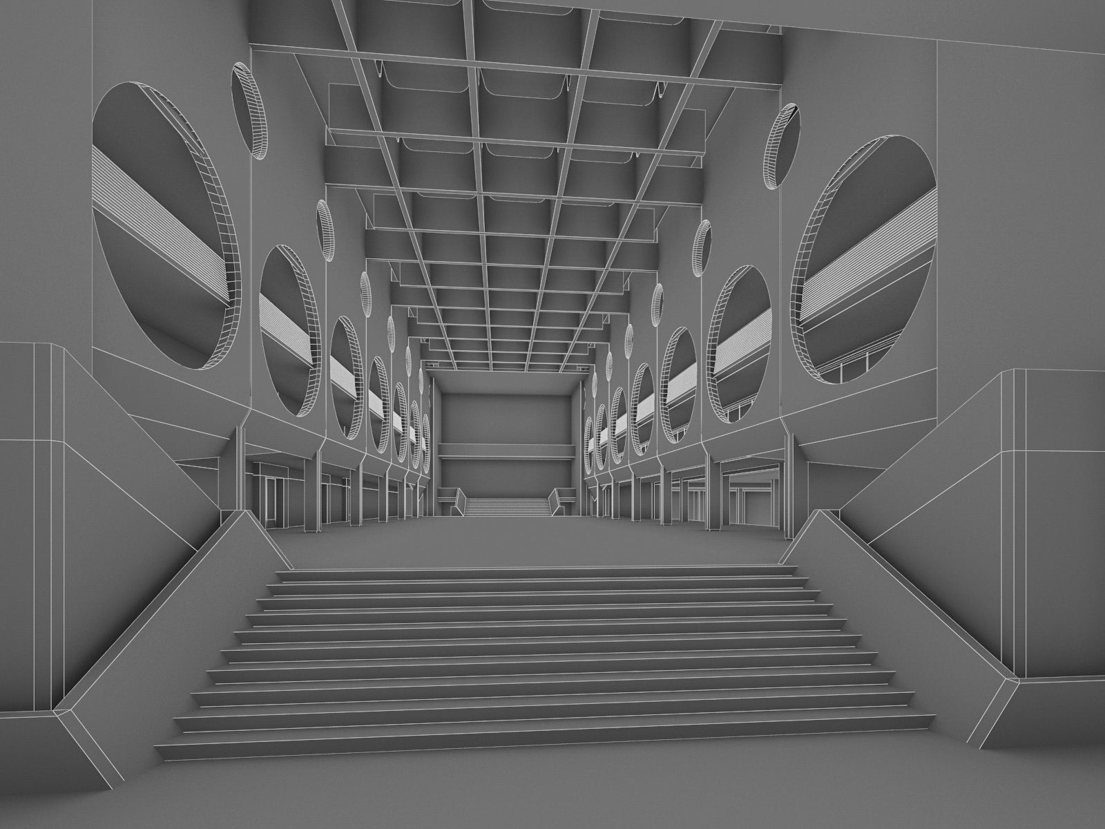 Public Hall Interior 04 Low-poly 3D model_8