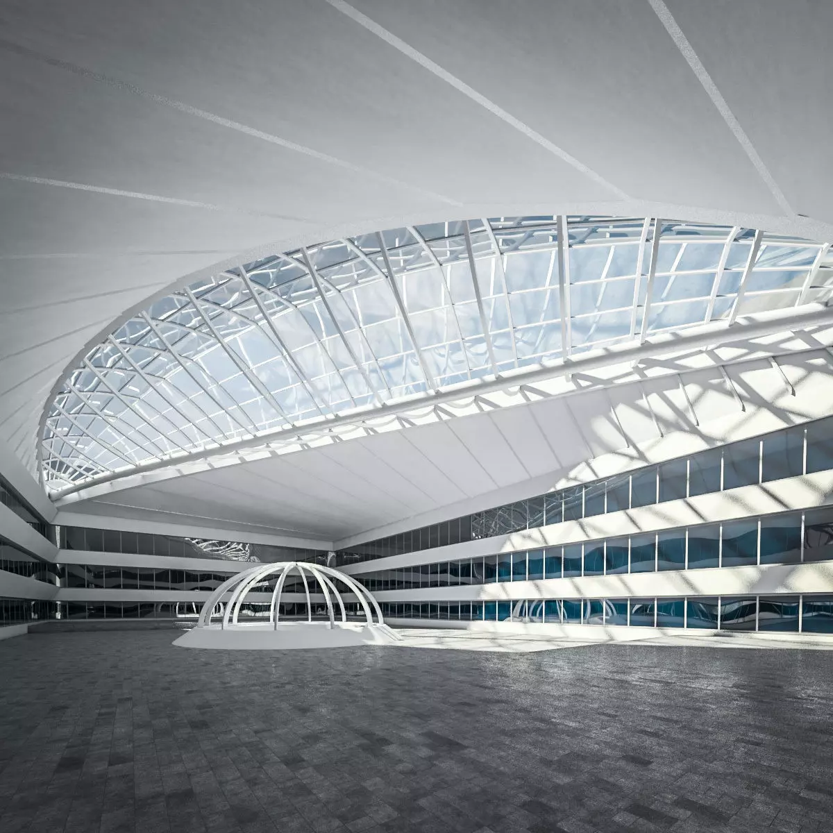 Public Hall Interior 04 Low-poly 3D model_0