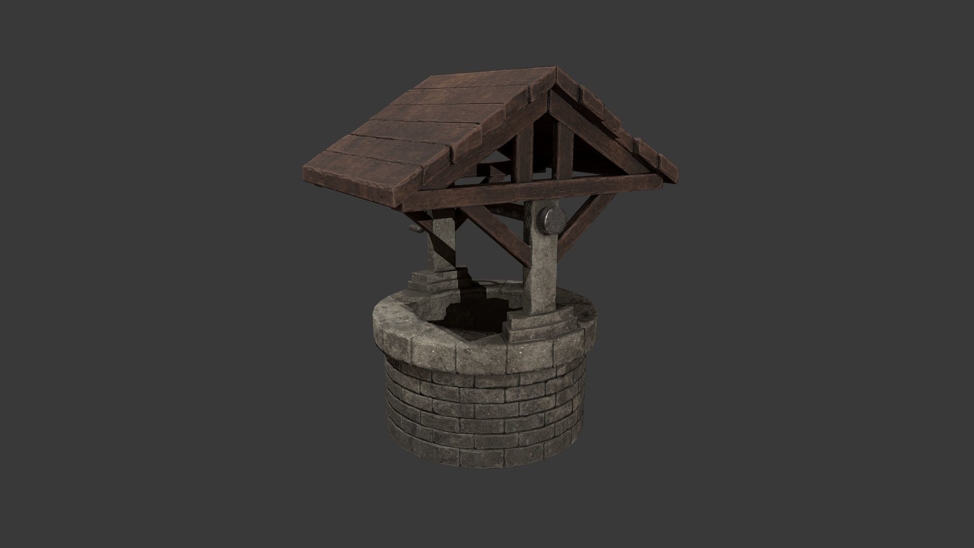 Wishing Well - Stone Well - Well - Medieval Well - Vintage Well  Low-poly 3D model_5