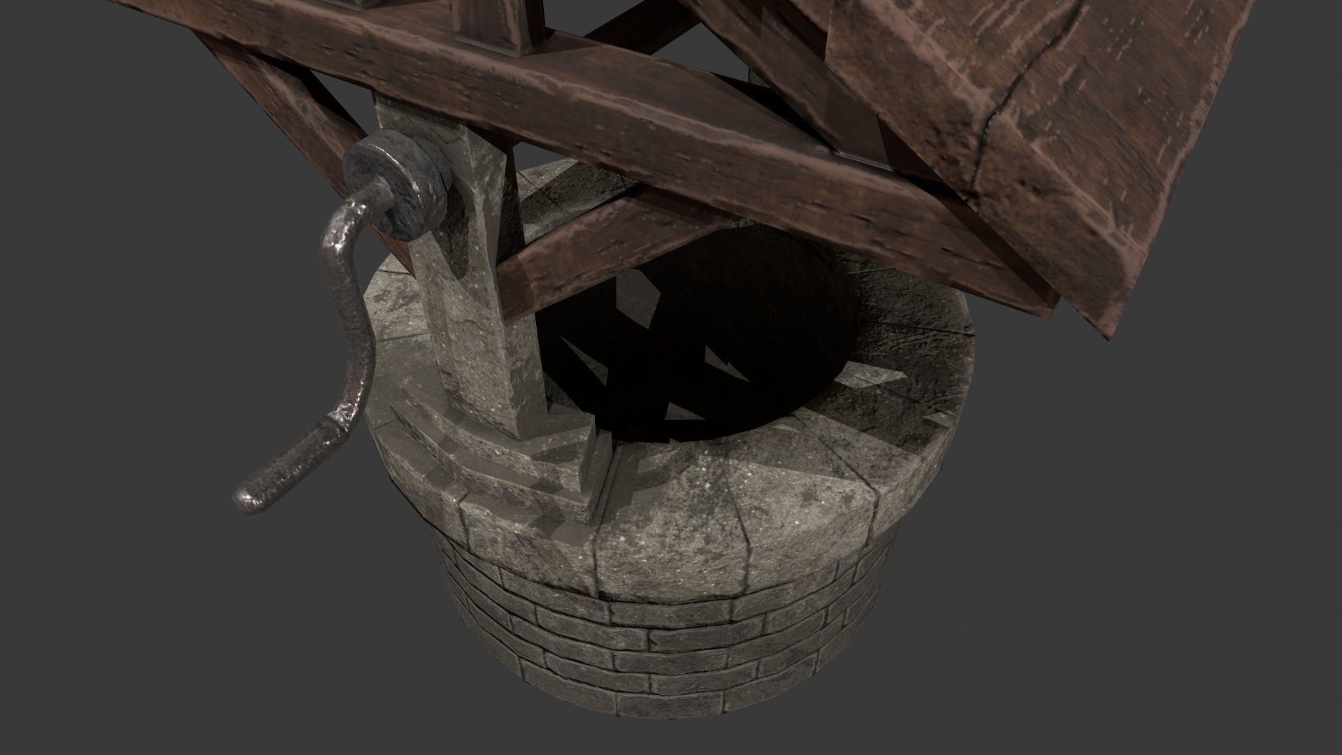 Wishing Well - Stone Well - Well - Medieval Well - Vintage Well  Low-poly 3D model_10