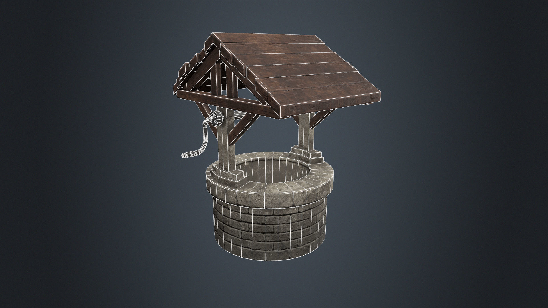 Wishing Well - Stone Well - Well - Medieval Well - Vintage Well  Low-poly 3D model_3