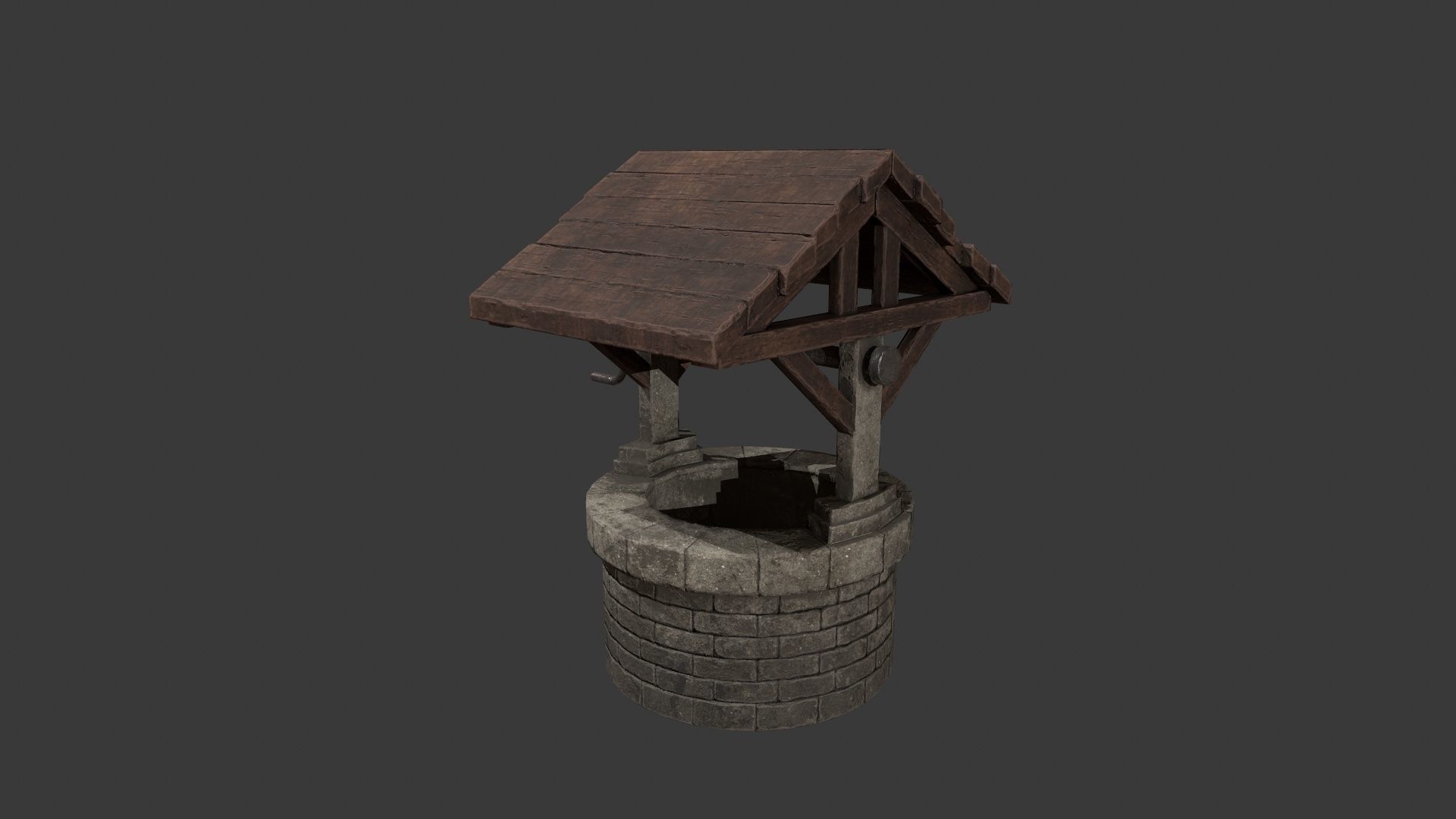 Wishing Well - Stone Well - Well - Medieval Well - Vintage Well  Low-poly 3D model_6