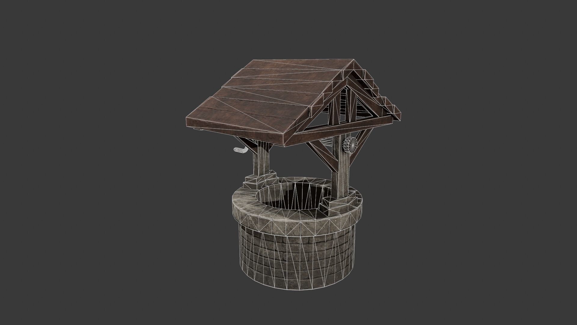 Wishing Well - Stone Well - Well - Medieval Well - Vintage Well  Low-poly 3D model_7