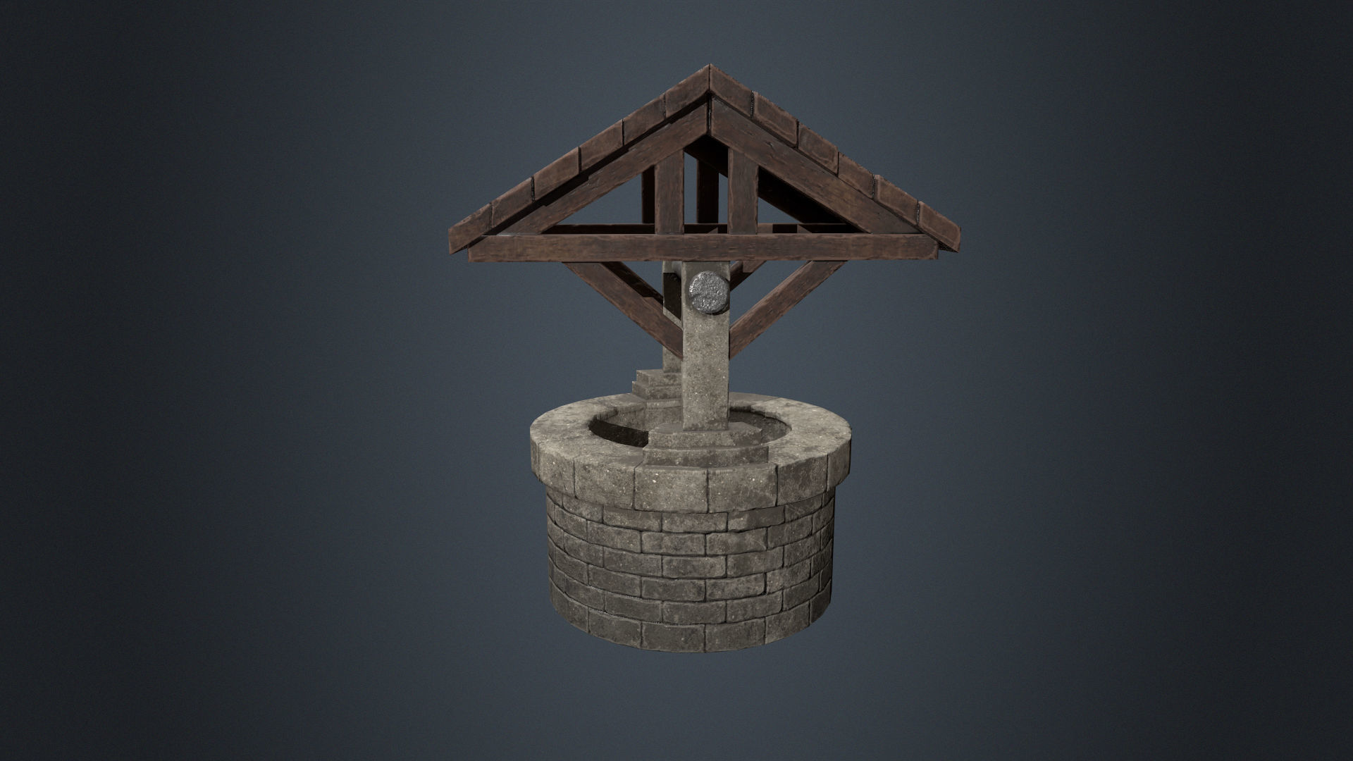 Wishing Well - Stone Well - Well - Medieval Well - Vintage Well  Low-poly 3D model_2
