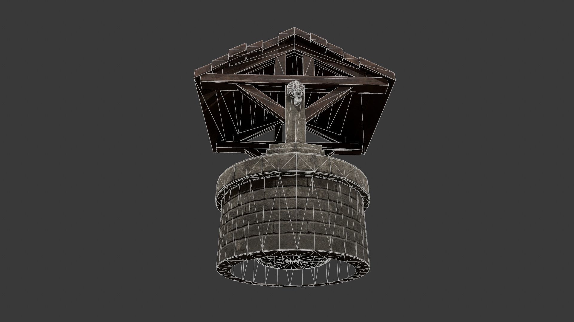 Wishing Well - Stone Well - Well - Medieval Well - Vintage Well  Low-poly 3D model_14
