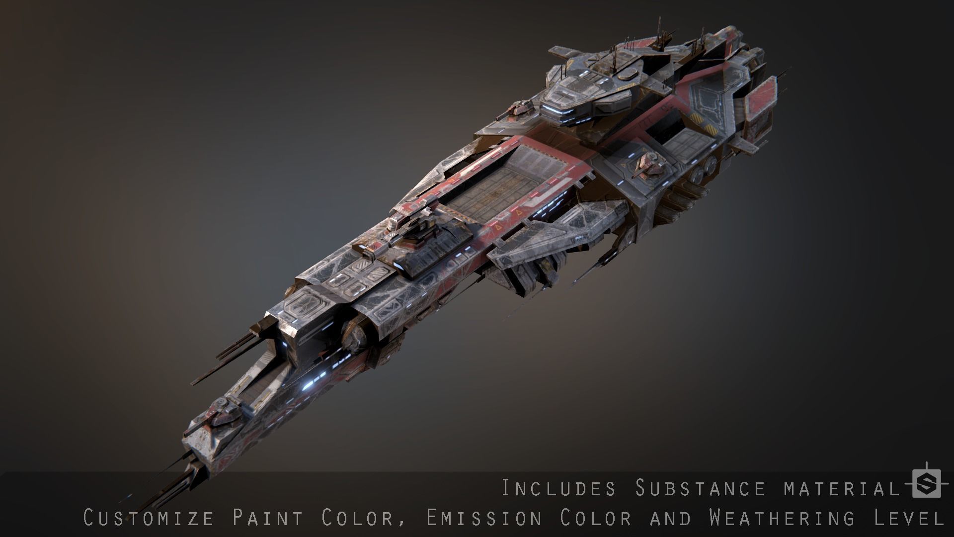 Rhodes Battlecruiser Low-poly 3D model_3