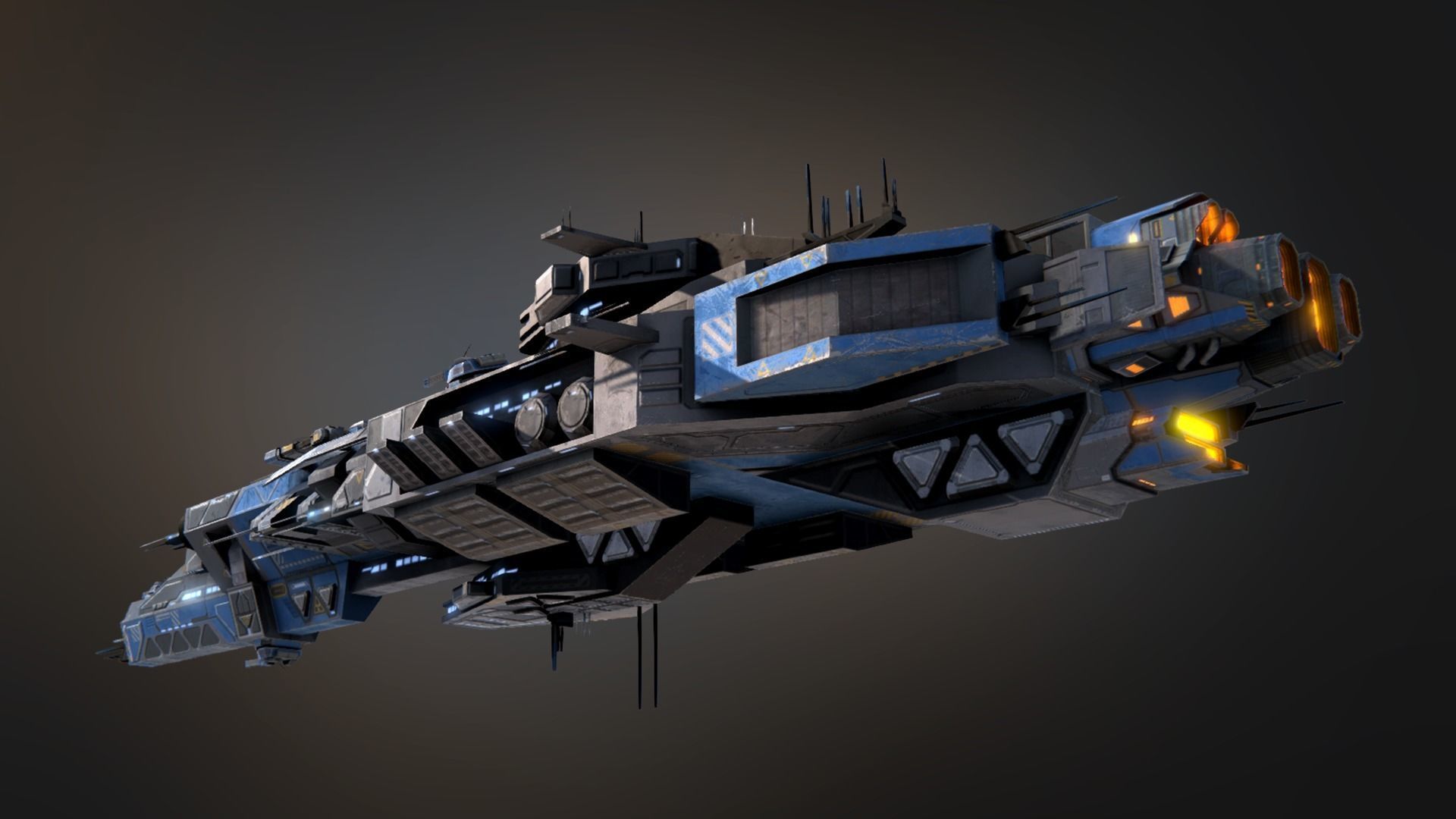 Rhodes Battlecruiser Low-poly 3D model_11