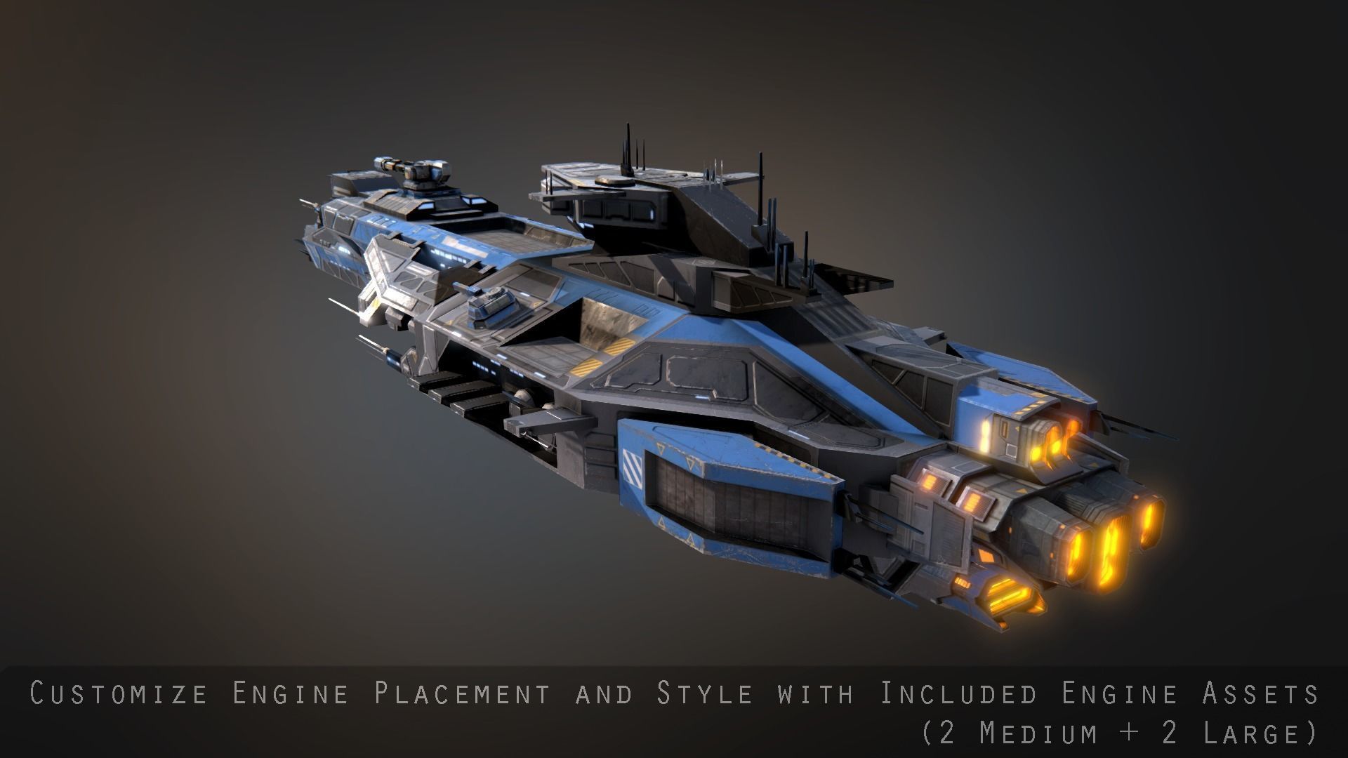 Rhodes Battlecruiser Low-poly 3D model_4
