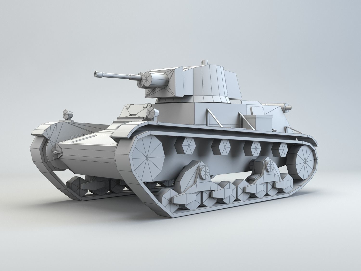 Low Poly 7TP light tank Low-poly 3D model_1