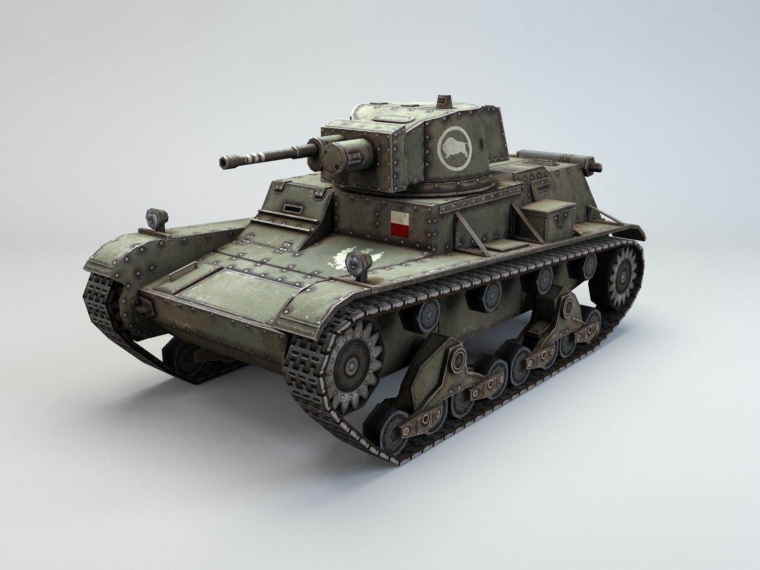 Low Poly 7TP light tank Low-poly 3D model_8