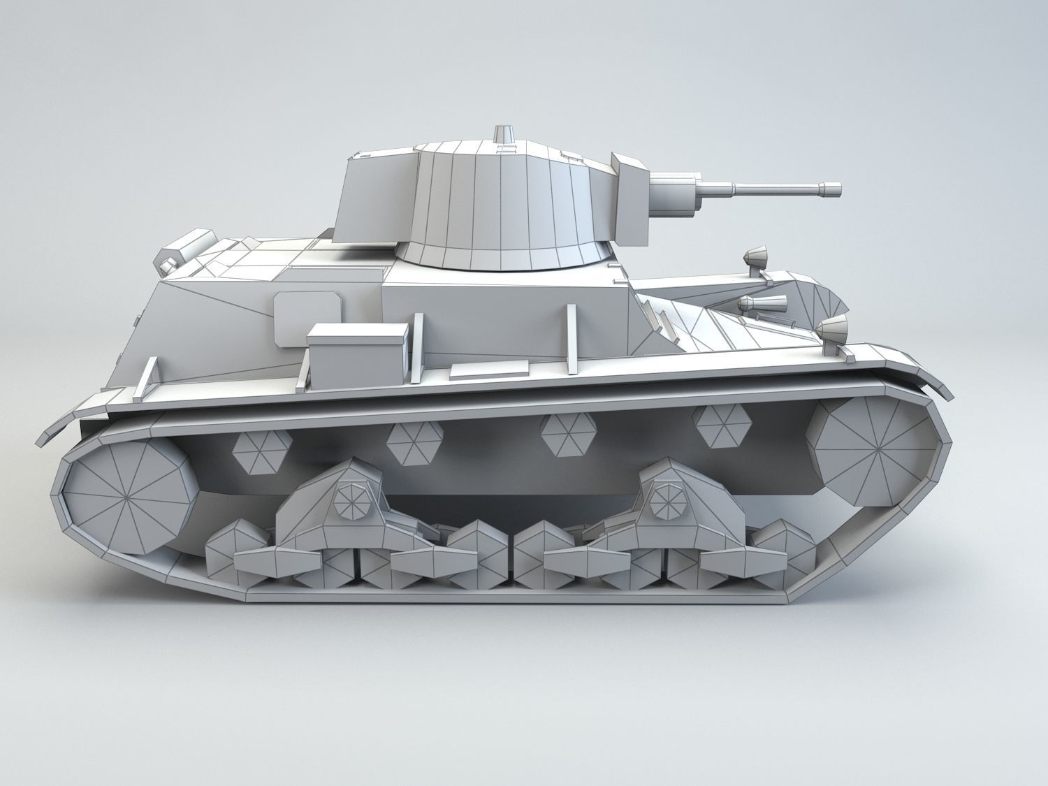 Low Poly 7TP light tank Low-poly 3D model_5