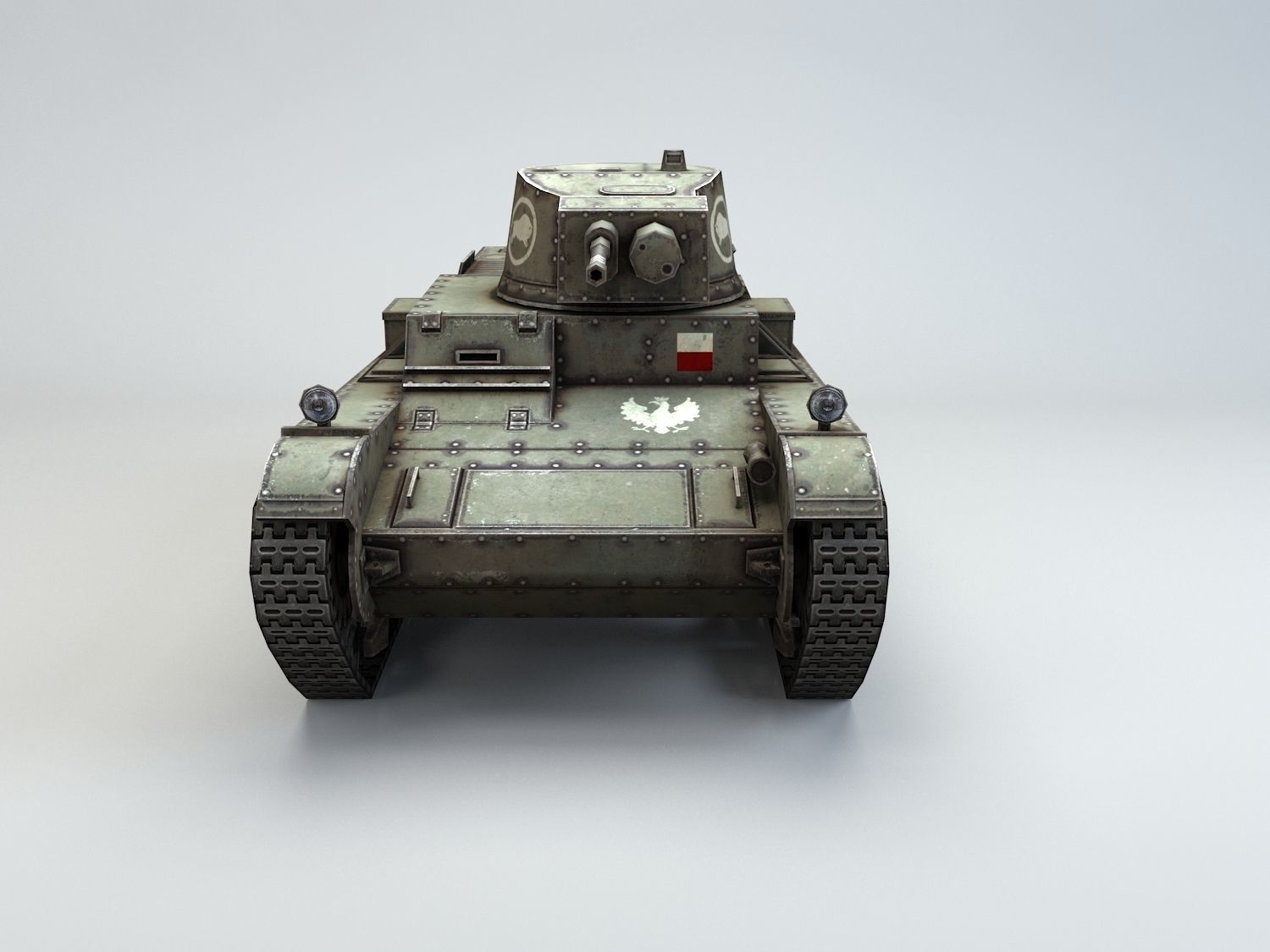 Low Poly 7TP light tank Low-poly 3D model_2