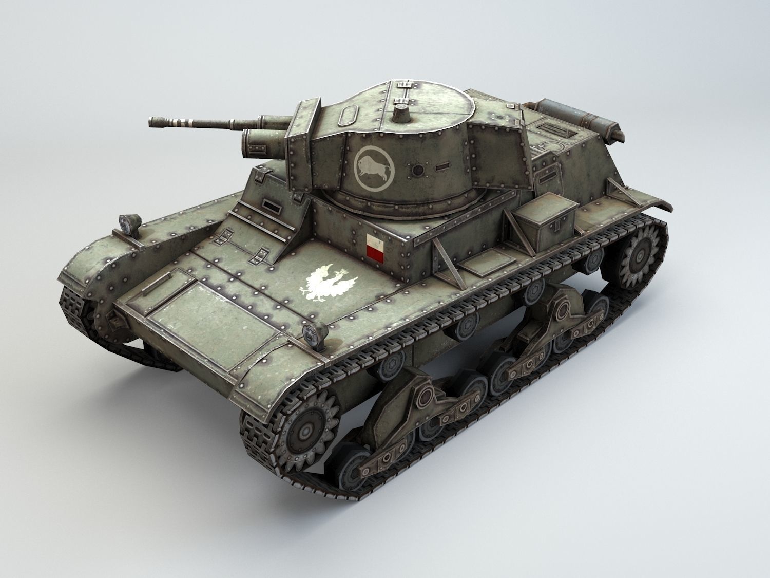 Low Poly 7TP light tank Low-poly 3D model_10