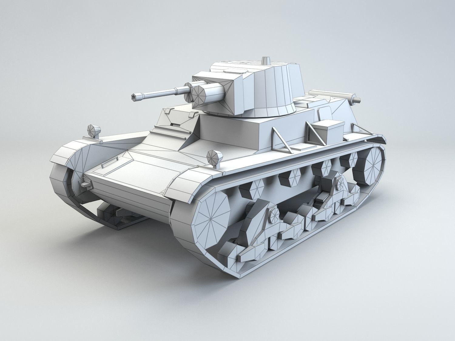 Low Poly 7TP light tank Low-poly 3D model_9