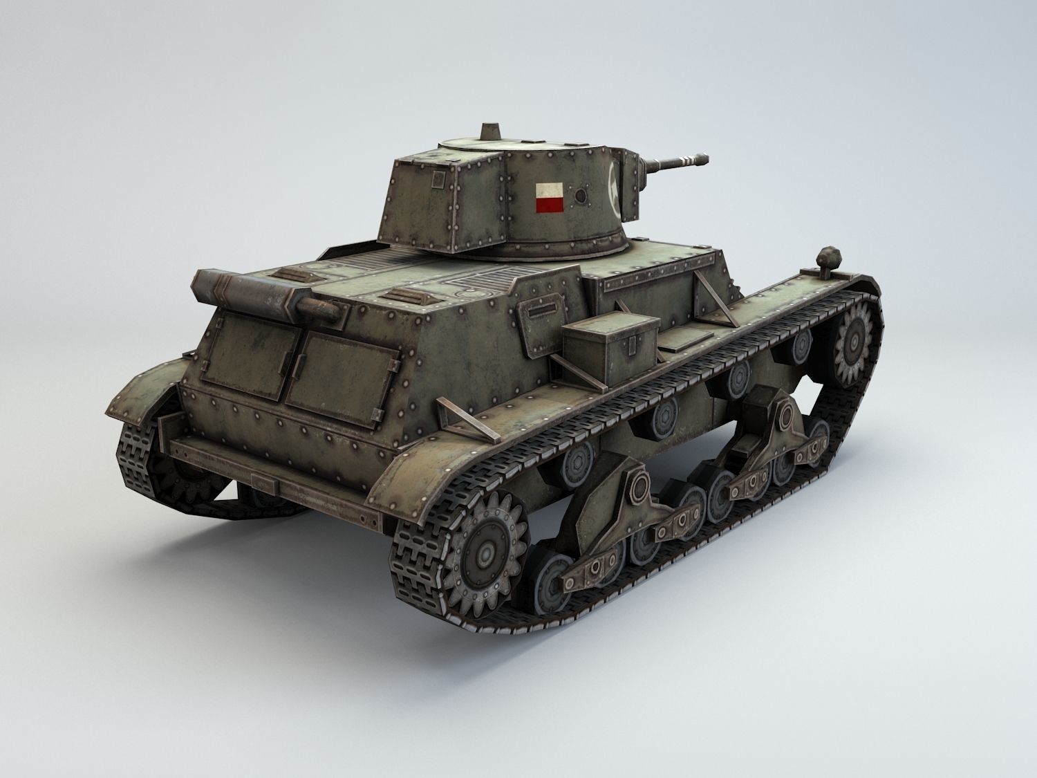 Low Poly 7TP light tank Low-poly 3D model_6