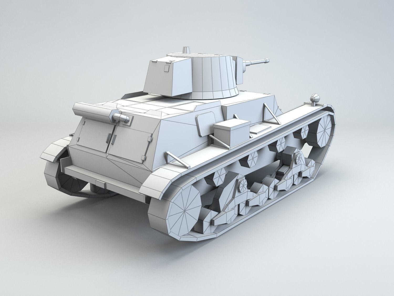 Low Poly 7TP light tank Low-poly 3D model_7