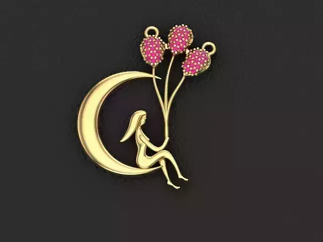 girl with the moon 3D print model