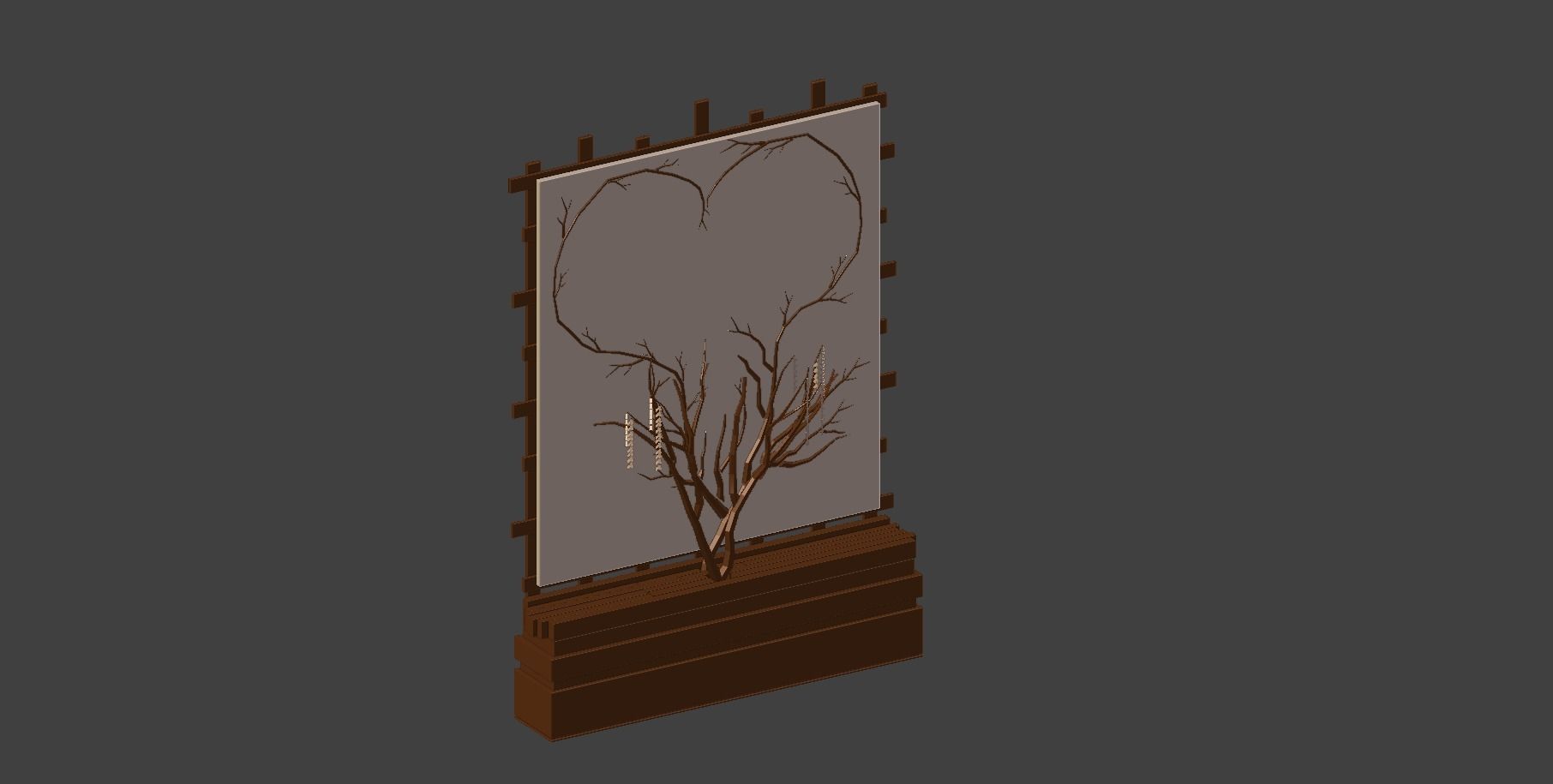 Decorative Mirror - Hall - Tree Heart Free 3D model_19