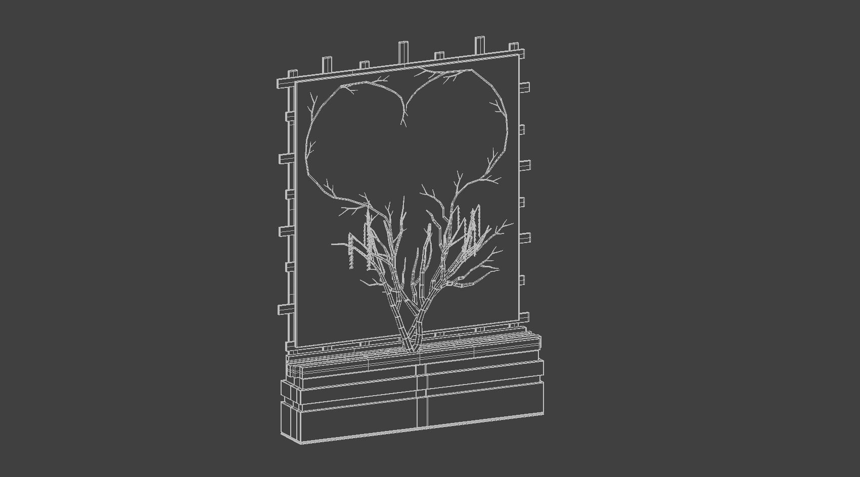 Decorative Mirror - Hall - Tree Heart Free 3D model_20