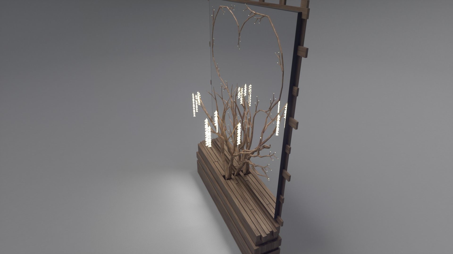 Decorative Mirror - Hall - Tree Heart Free 3D model_5