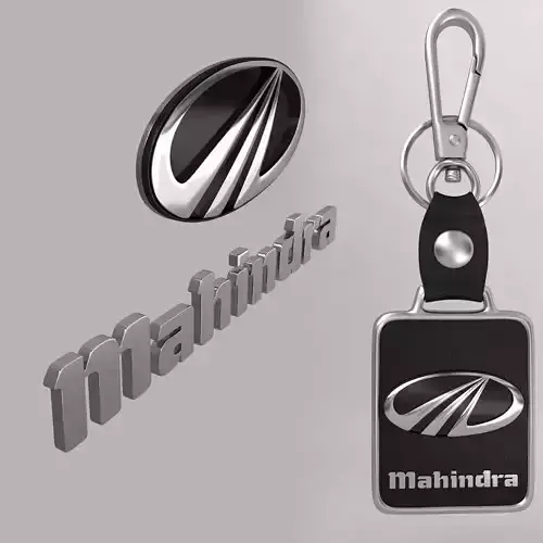 Mahindra car logo keychain 3d model 