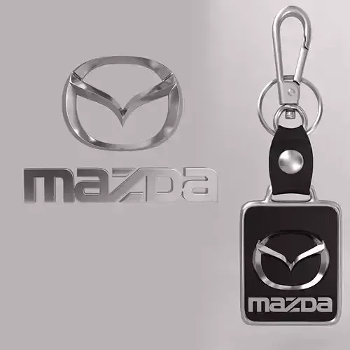 Mazda car logo keychain 3d model 