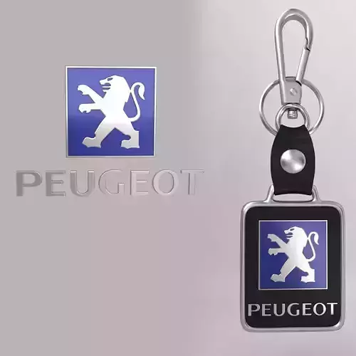 Peugeot car logo keychain 3d model 