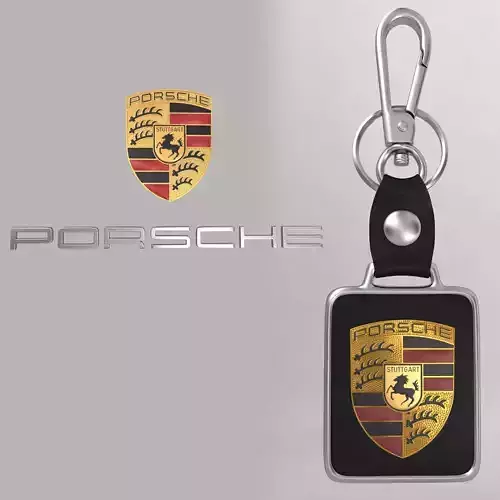 Porsche  car logo keychain 3d model 