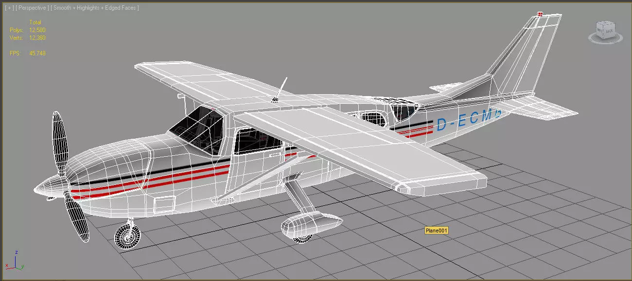 Cessna 207 Low-poly 3D model_0