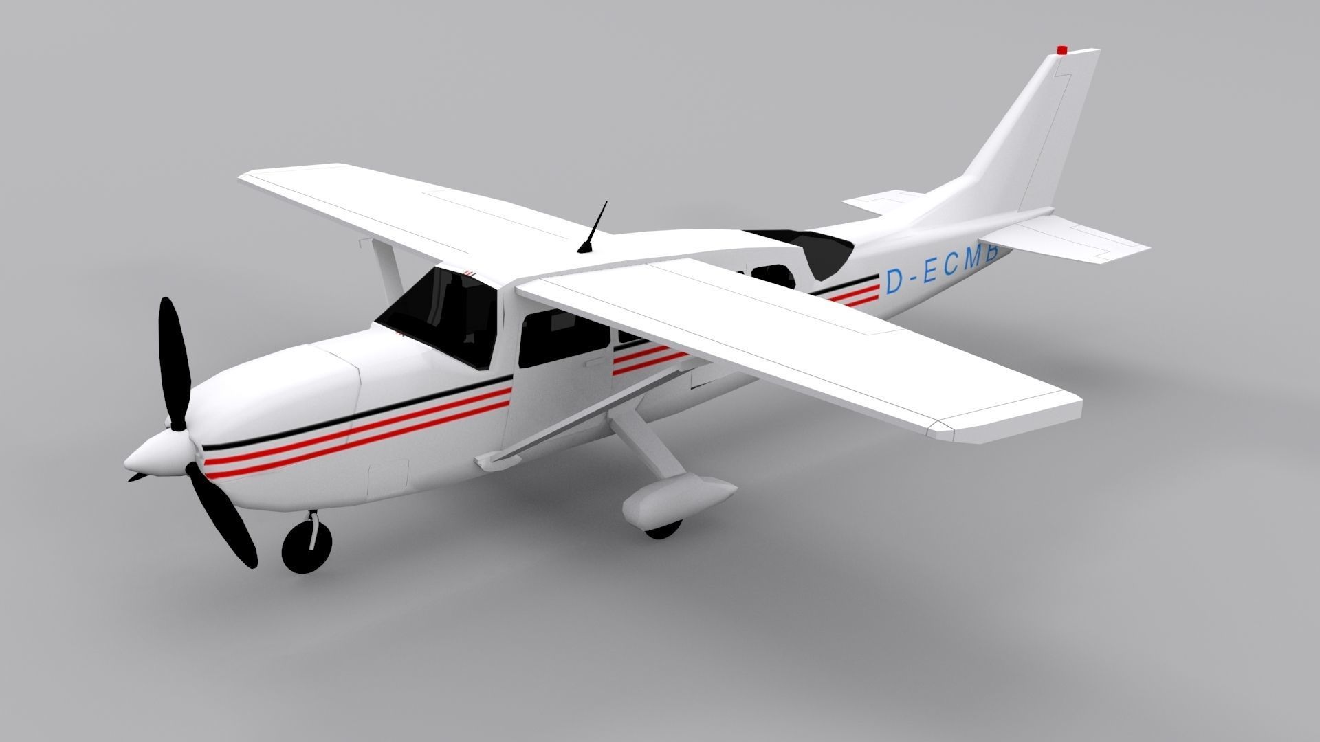Cessna 207 Low-poly 3D model_1