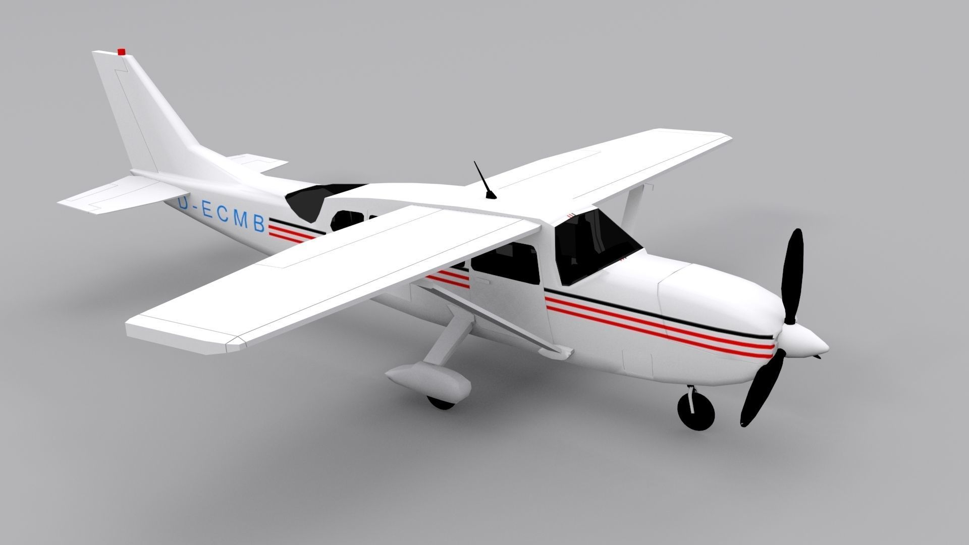 Cessna 207 Low-poly 3D model_2