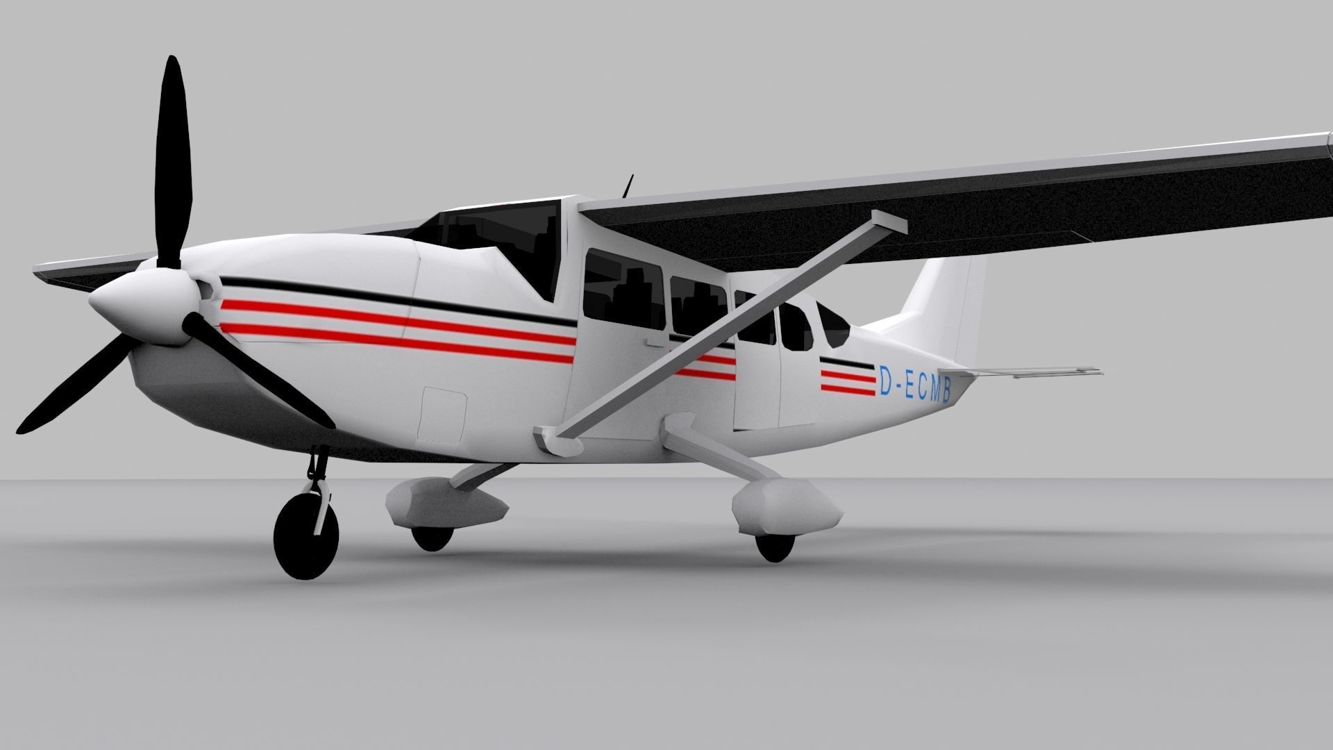 Cessna 207 Low-poly 3D model_5
