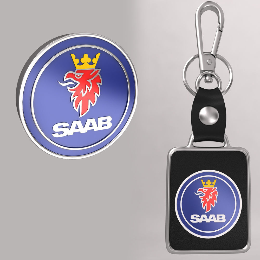 Saab car logo keychain 3d model 3D model CGTrader