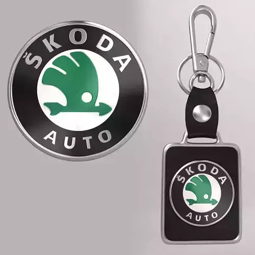 Skoda  car logo keychain 3d model type 1