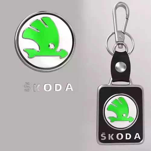Skoda car logo keychain  3d model type 2