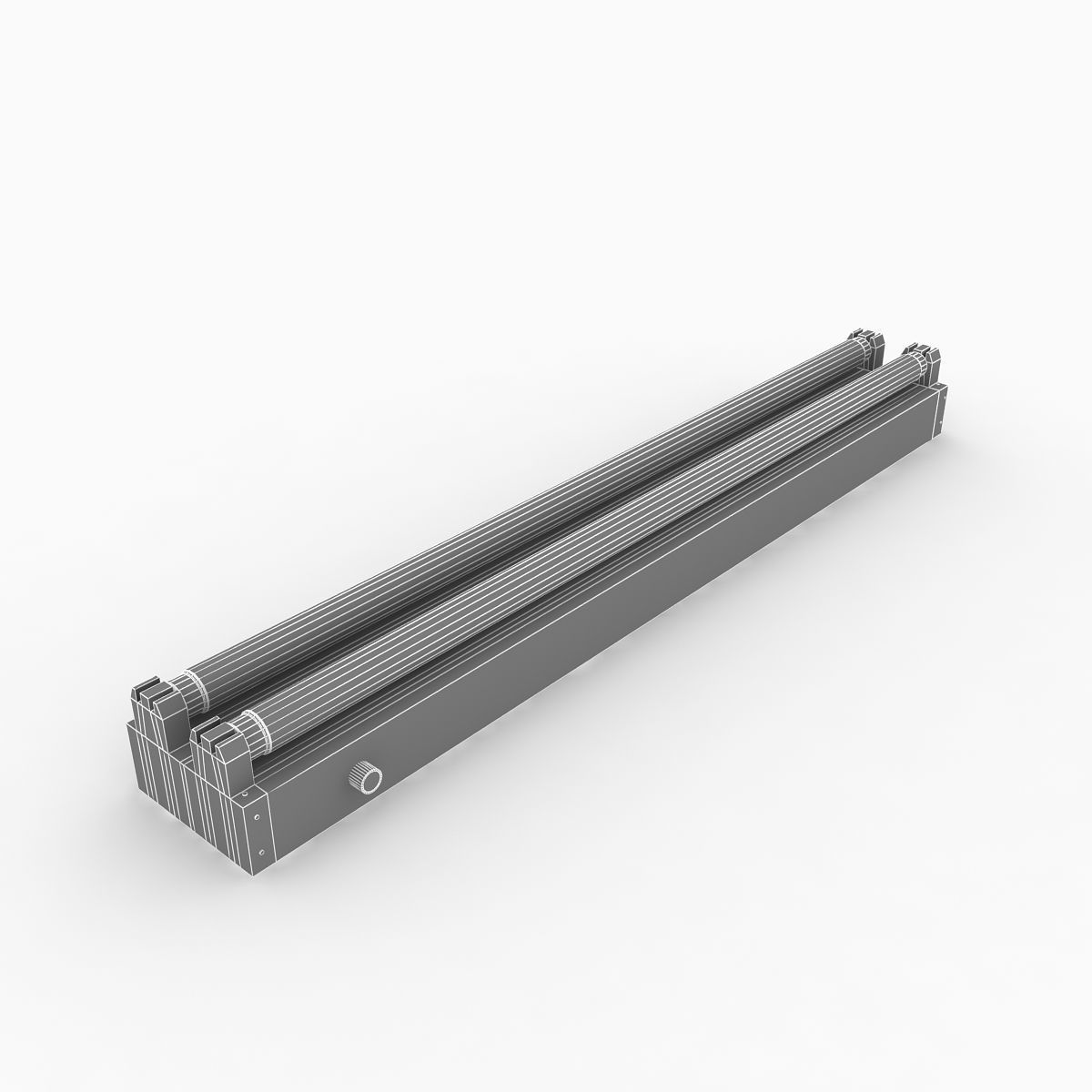 Dual Strip Fluorescent Fixture 3D model_1
