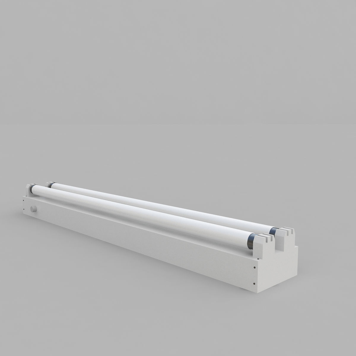 Dual Strip Fluorescent Fixture 3D model_5
