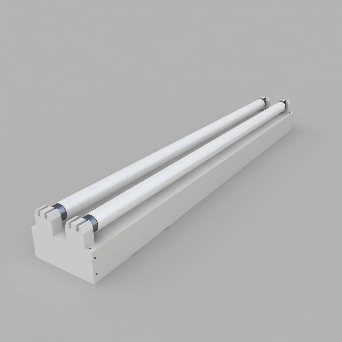 Dual Strip Fluorescent Fixture 3D model_4
