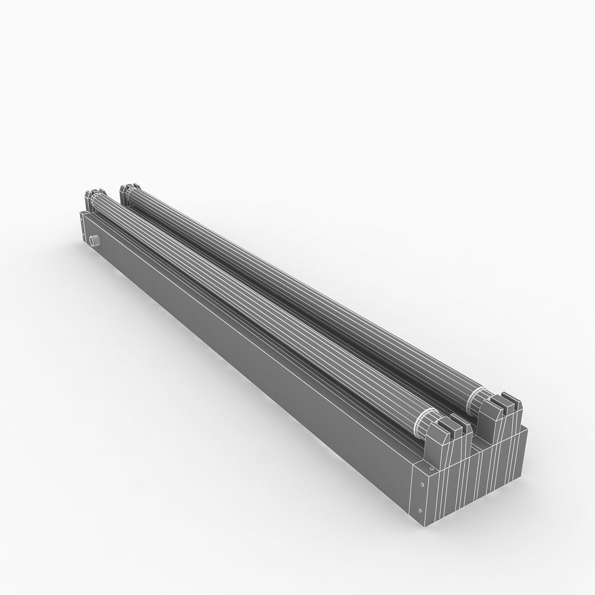 Dual Strip Fluorescent Fixture 3D model_2
