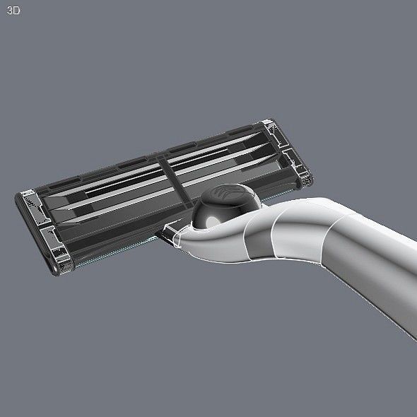 Gilette mach 3 razor CAD model 3D model_7