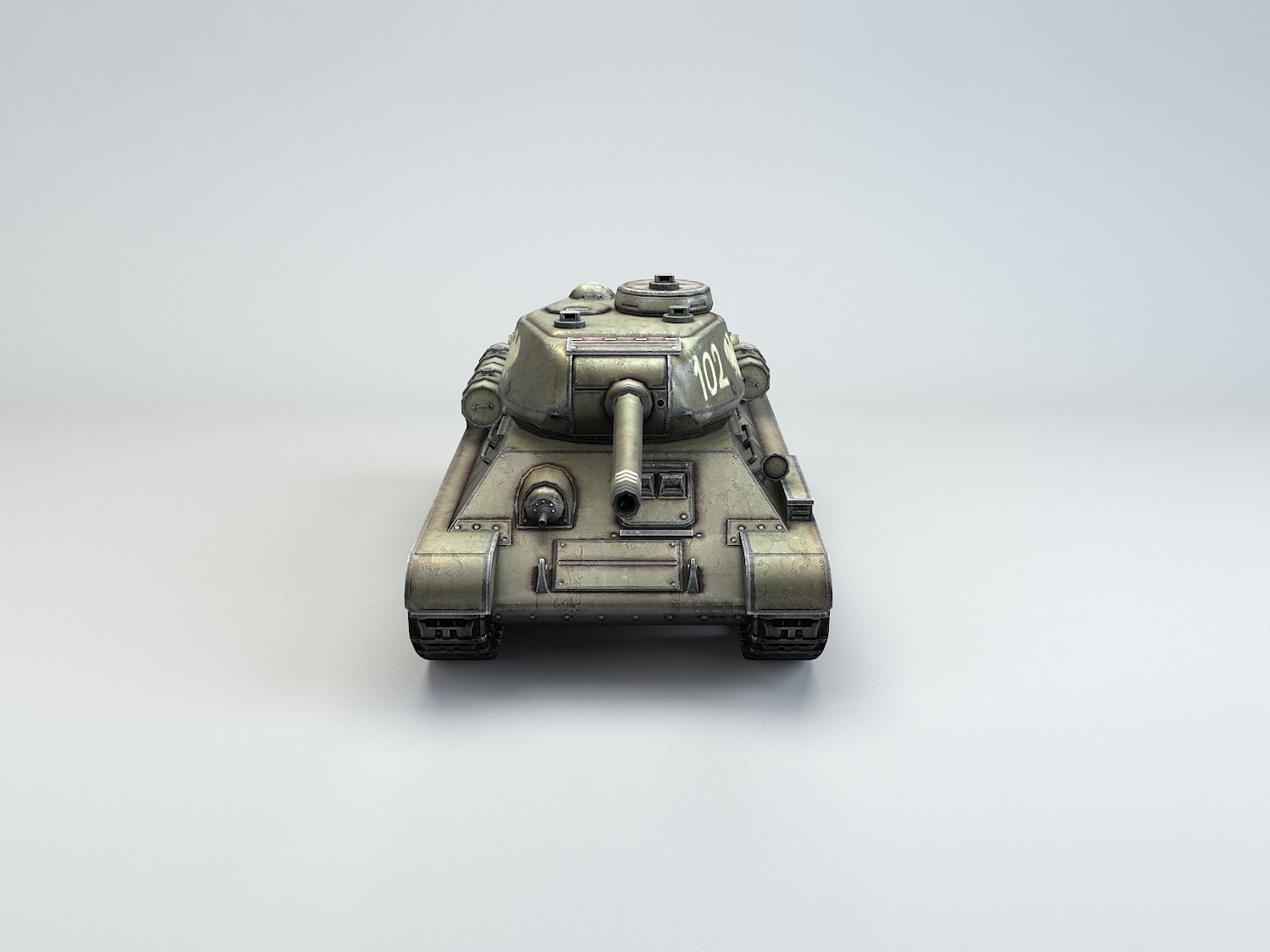 Low Poly T-34 85 medium tank Low-poly 3D model_5