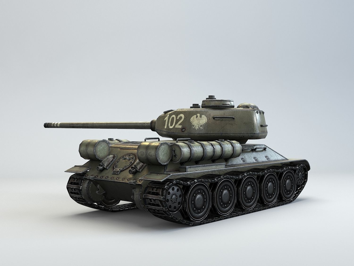 Low Poly T-34 85 medium tank Low-poly 3D model_1