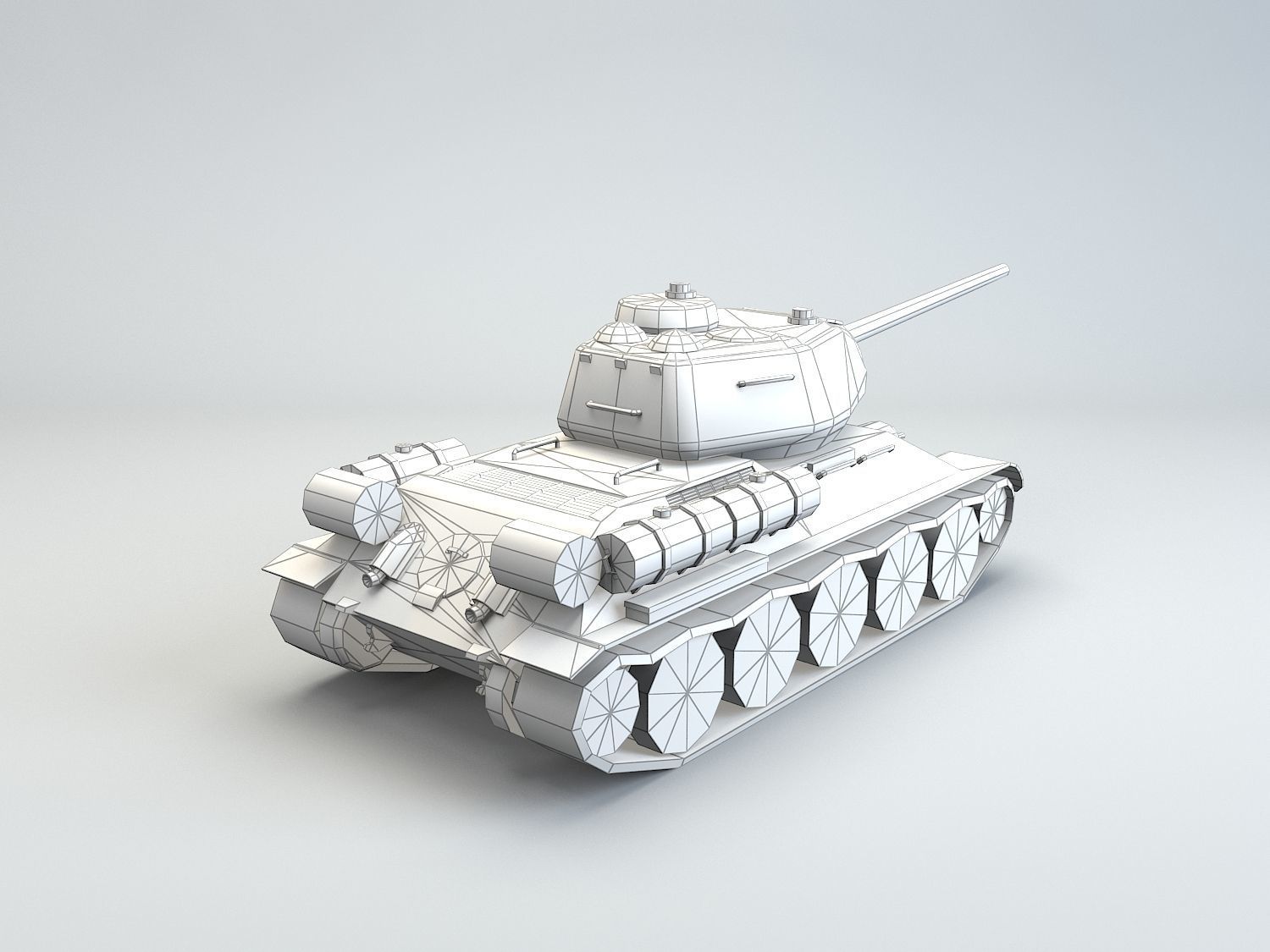 Low Poly T-34 85 medium tank Low-poly 3D model_8