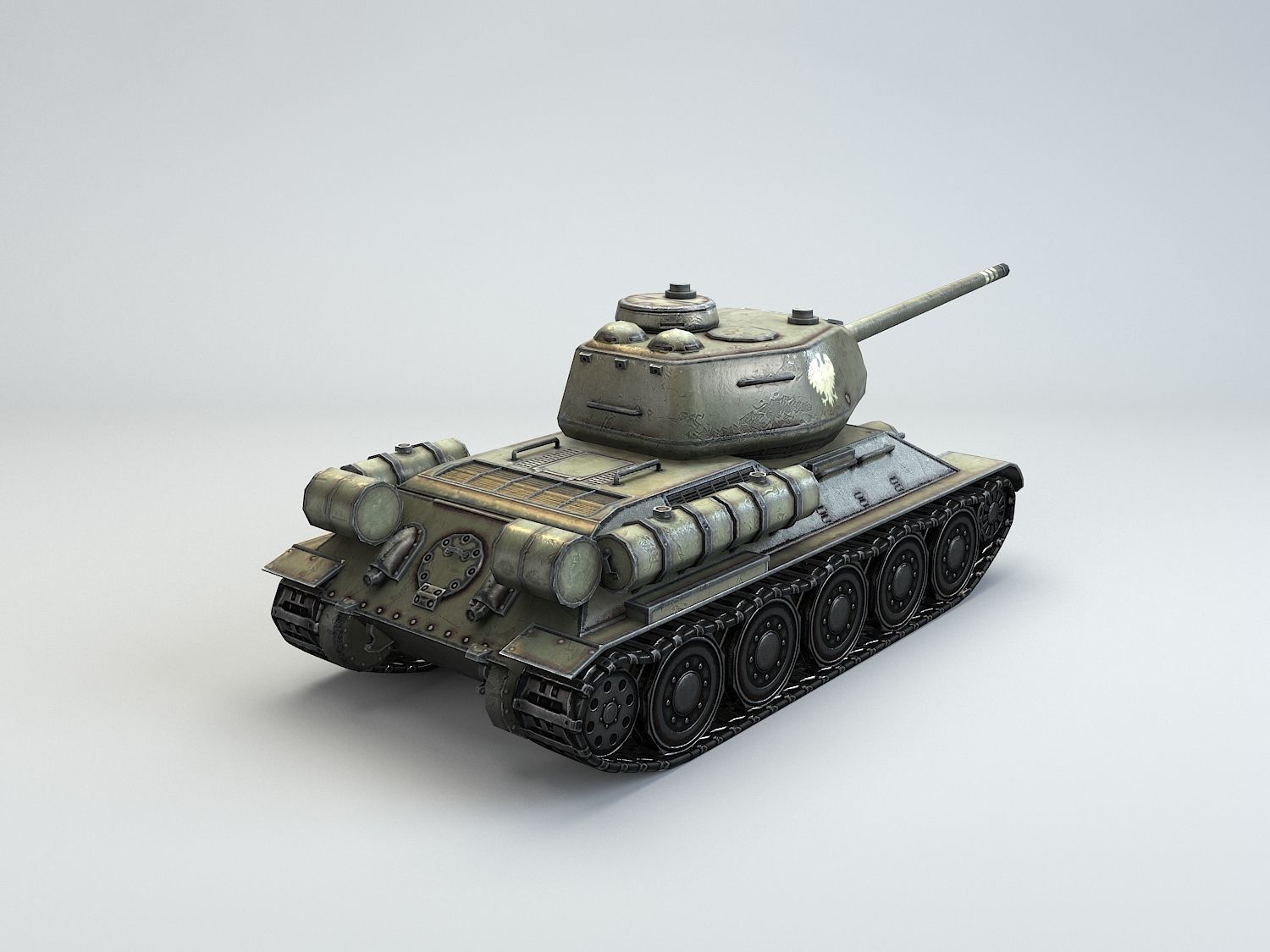 Low Poly T-34 85 medium tank Low-poly 3D model_7